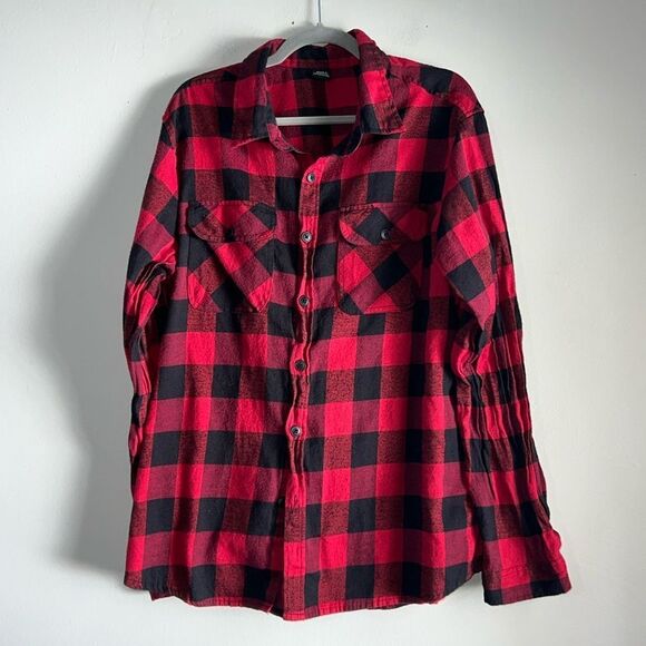 Men’s 2XL plaid flannel button-down shirt - Picture 1 of 6
